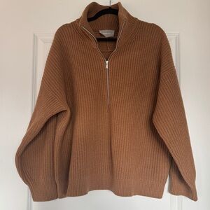 EVERLANE Women’s The Half-Zip Sweater in Luxe Merino Deep Camel XL 2024 EUC!